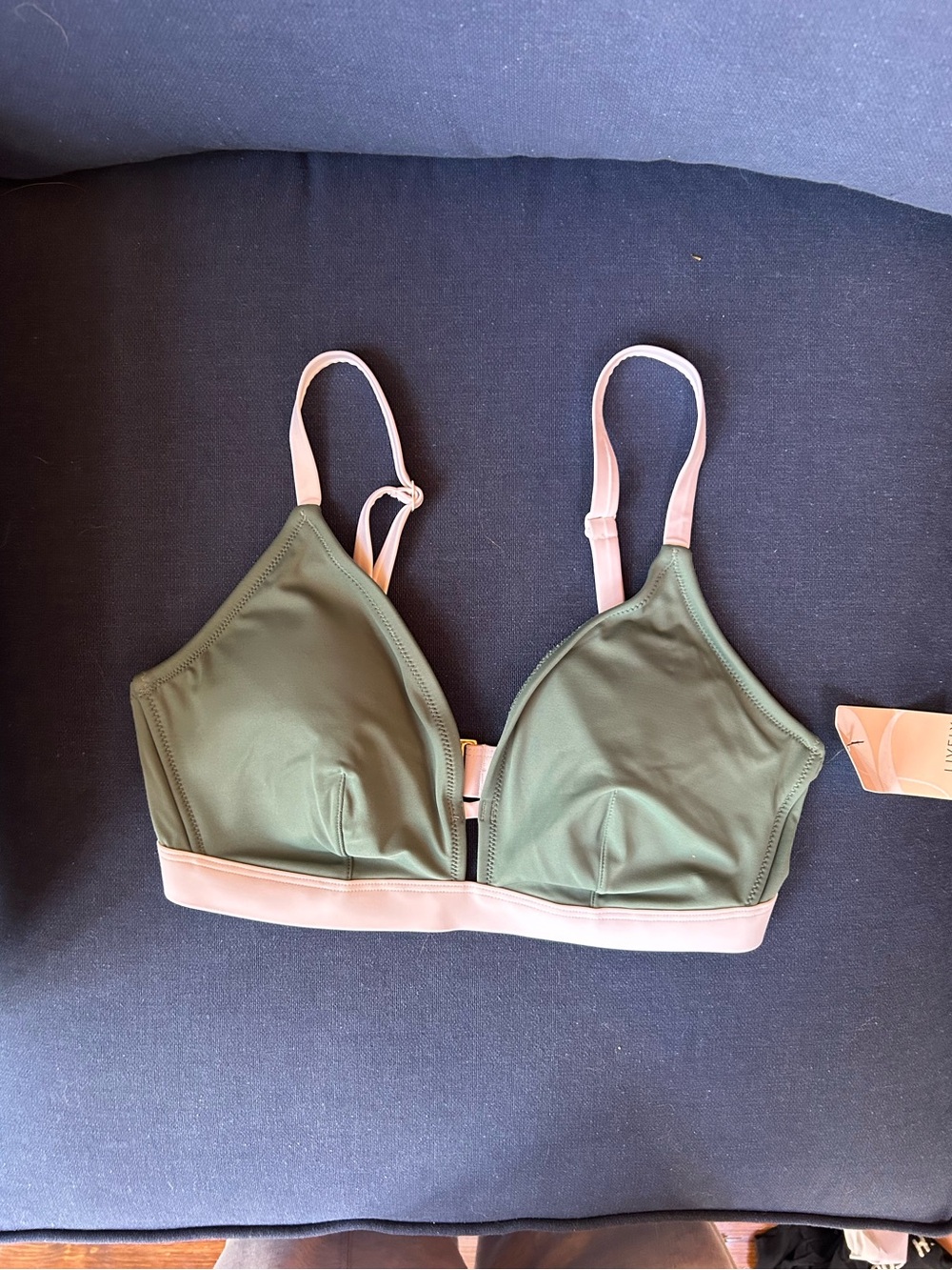 Lively Harbor Green and White Bikini Top